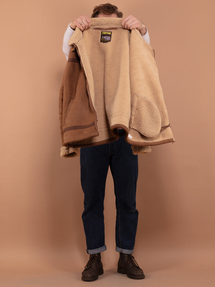 Vintage 00's Men B-3 Style Faux Sheepskin Jacket in Brown - NorthernGrip