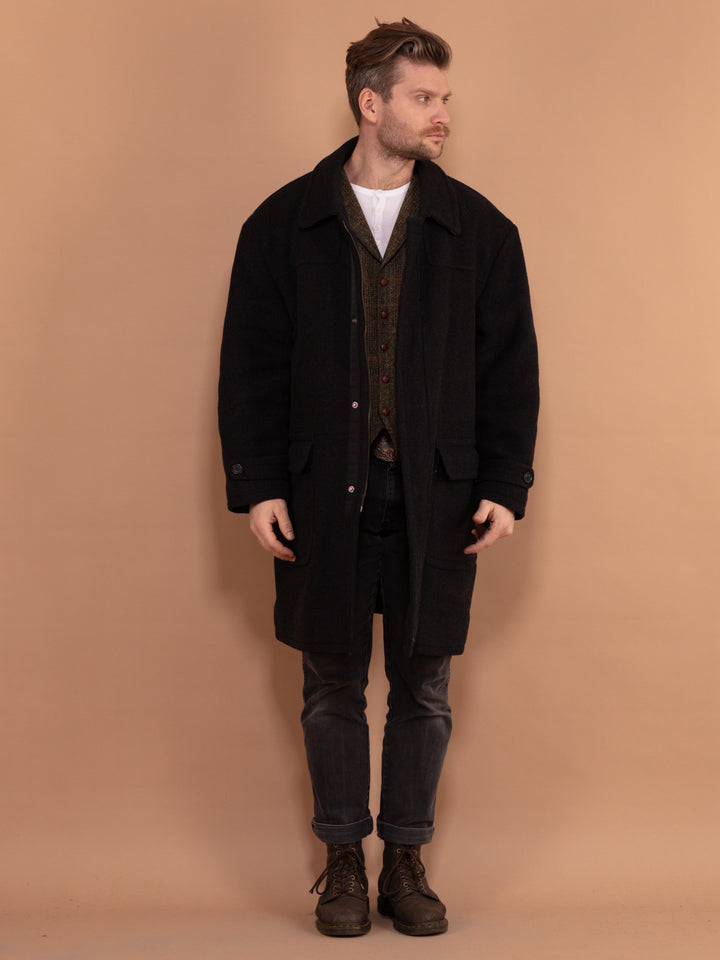 Vintage 00's Men Wool and Cashmere Coat in Dark Grey - NorthernGrip