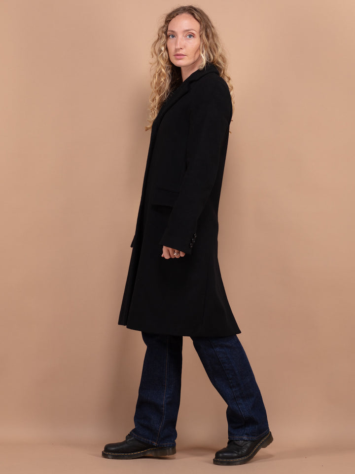 Vintage 00's Women Cashmere and Wool Blend Coat in Black - NorthernGrip