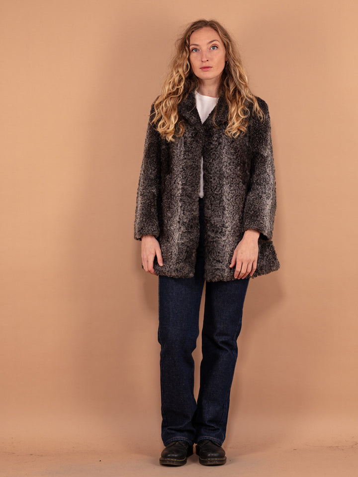 Vintage 60's Women Karakul Fur Coat in Grey - NorthernGrip