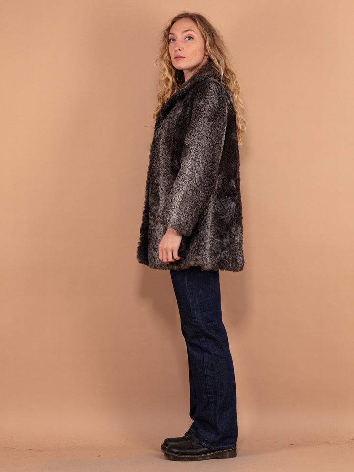 Vintage 60's Women Karakul Fur Coat in Grey - NorthernGrip