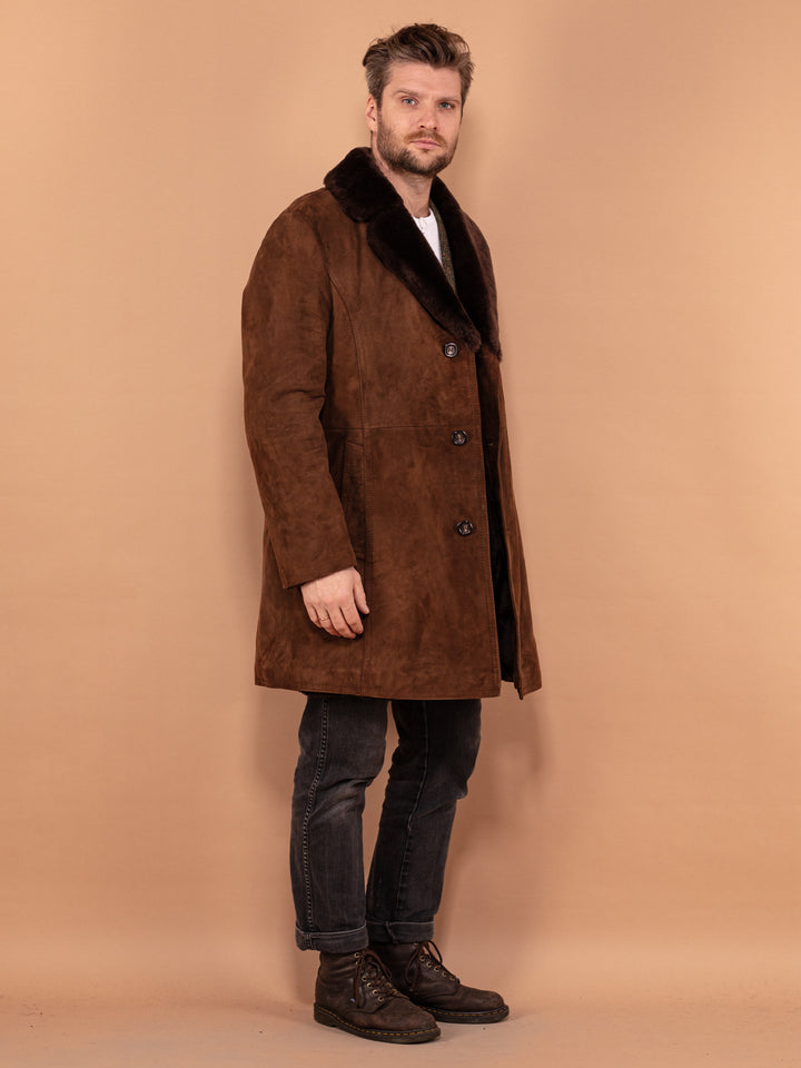 Vintage 70's Men Suede Sherpa Coat in Brown - NorthernGrip