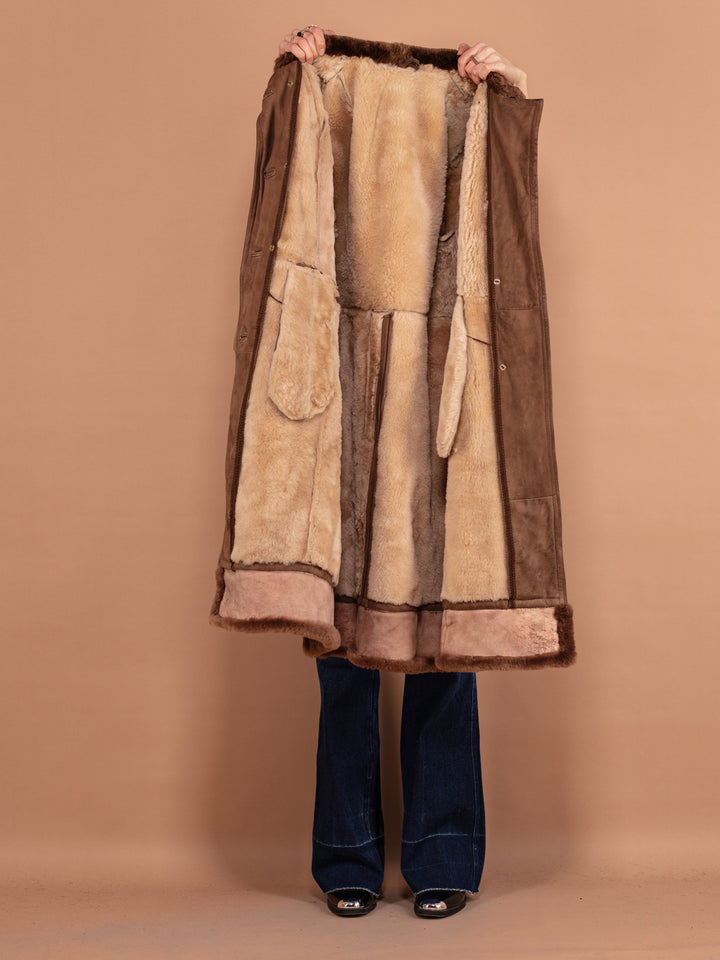 Vintage 70's Women Penny Lane Sheepskin Coat in Brown - NorthernGrip