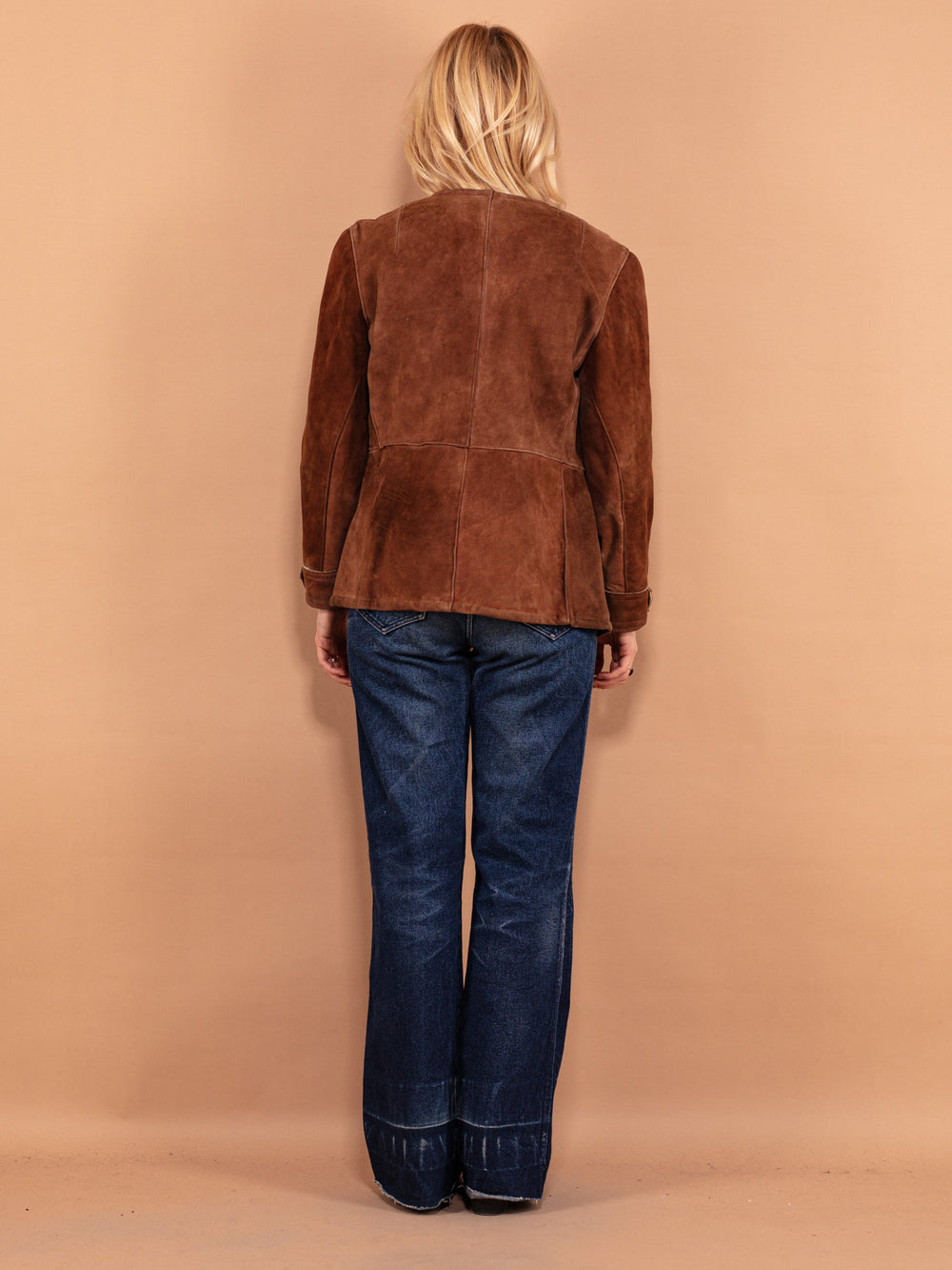 Vintage 70's Women Western Suede Sheepskin Jacket in Brown - NorthernGrip