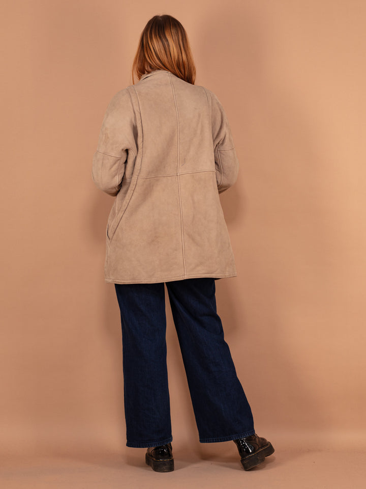 Vintage 80's Women Shearling Coat in Beige - NorthernGrip