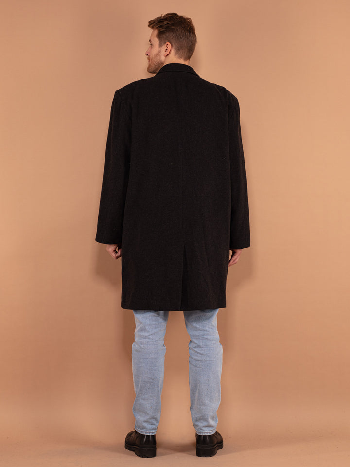 Vintage 90's Men Wool Overcoat in Dark Grey - NorthernGrip