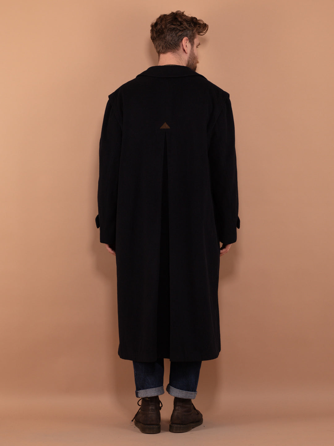 Vintage 90's Men Maxi Wool Blend Coat in Navy Blue - NorthernGrip