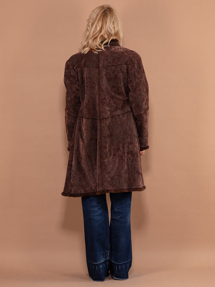 Vintage 90's Women Sherpa Coat in Brown - NorthernGrip