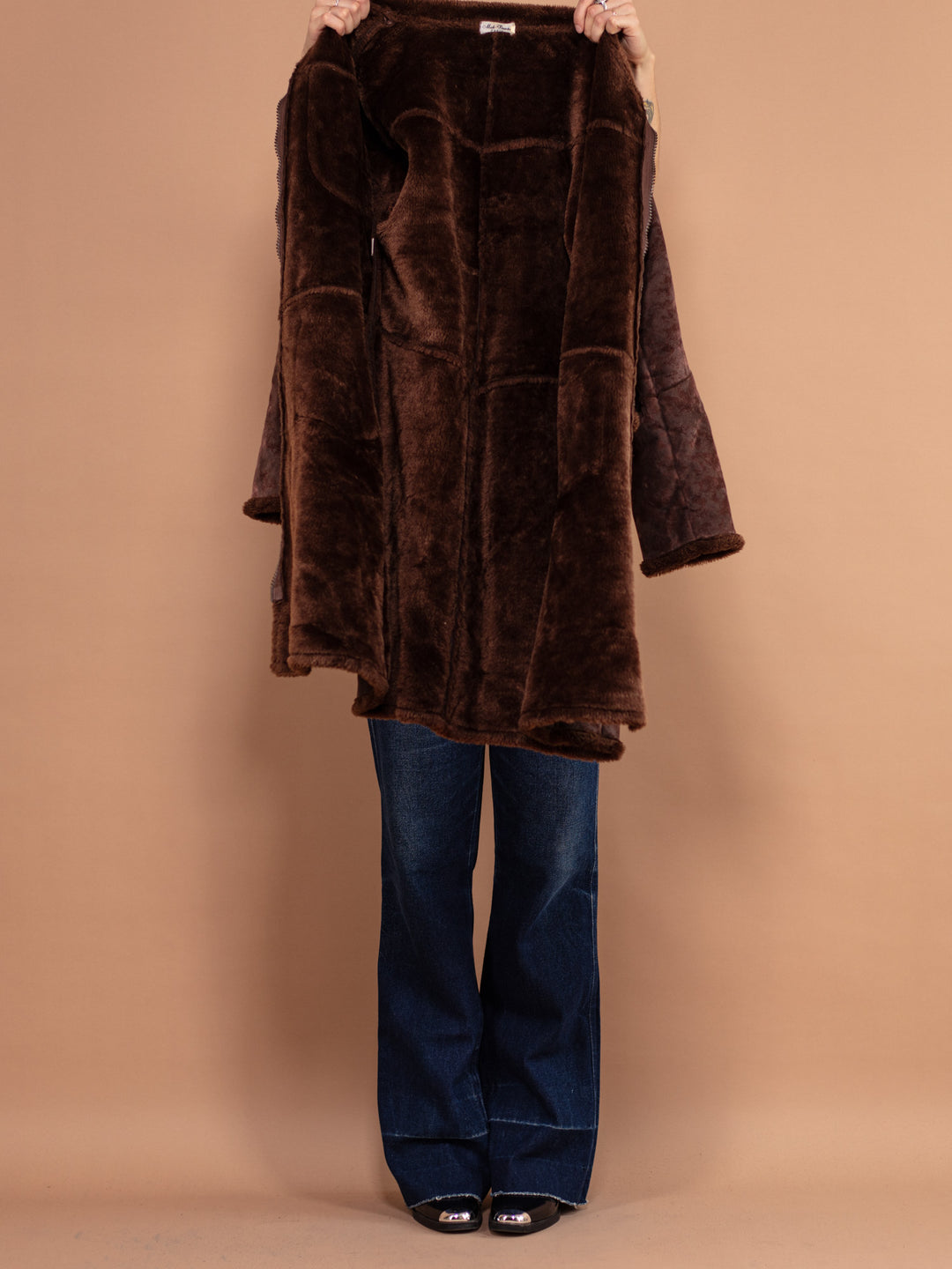 Vintage 90's Women Sherpa Coat in Brown - NorthernGrip