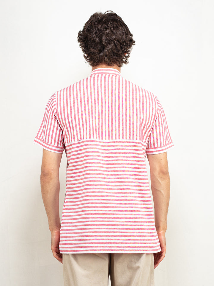 Vintage Men 90's Collarless Shirt - NorthernGrip