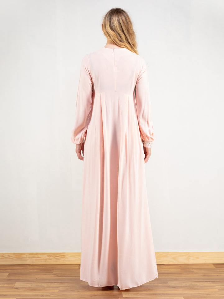 Vintage 80's Women Pastel Pink Maxi Dress - NorthernGrip