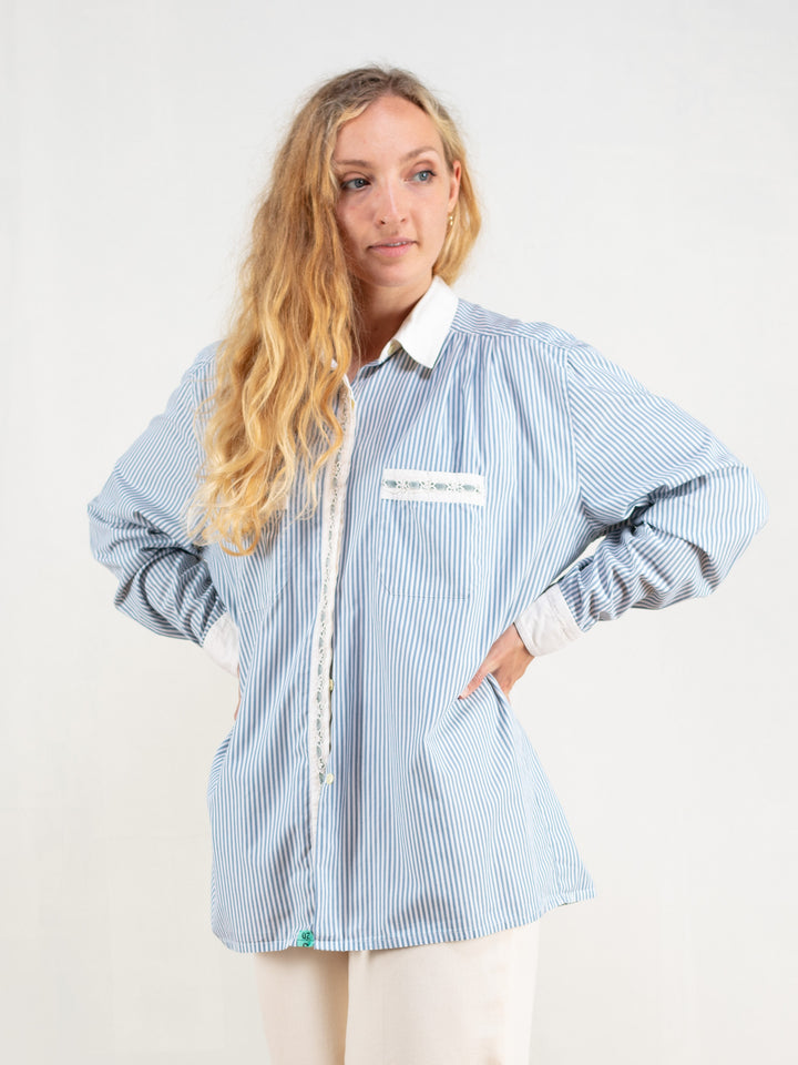 Vintage 90's Women Striped Preppy Shirt - NorthernGrip