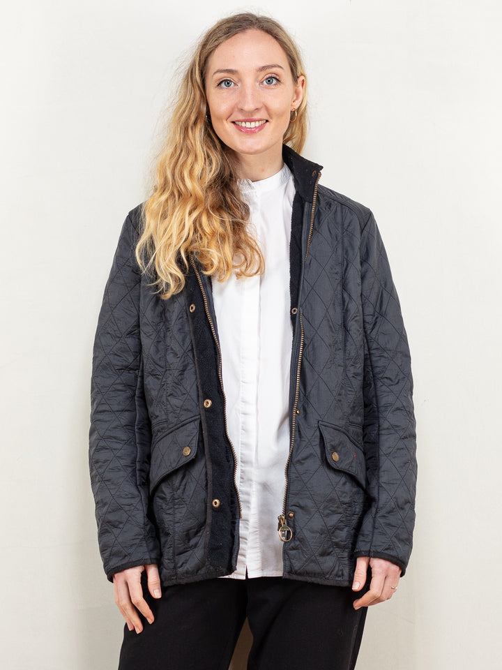 Vintage 00's Women BARBOUR Quilted Jacket in Dark Grey - NorthernGrip