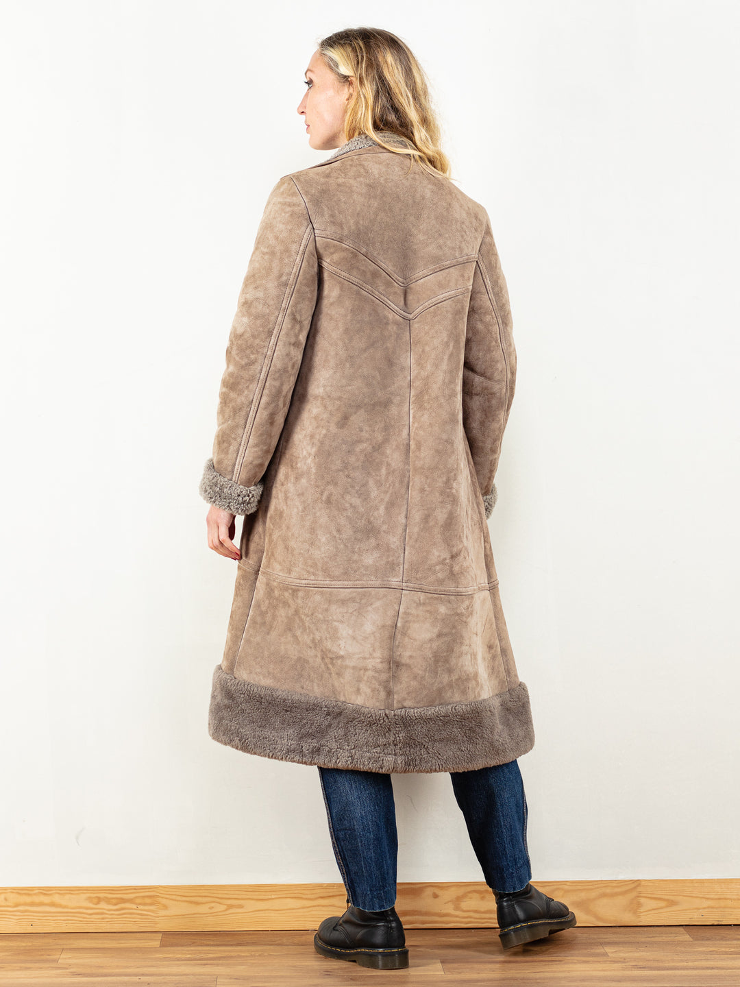 Vintage 70's Women Penny Lane Coat In Dark Beige - NorthernGrip