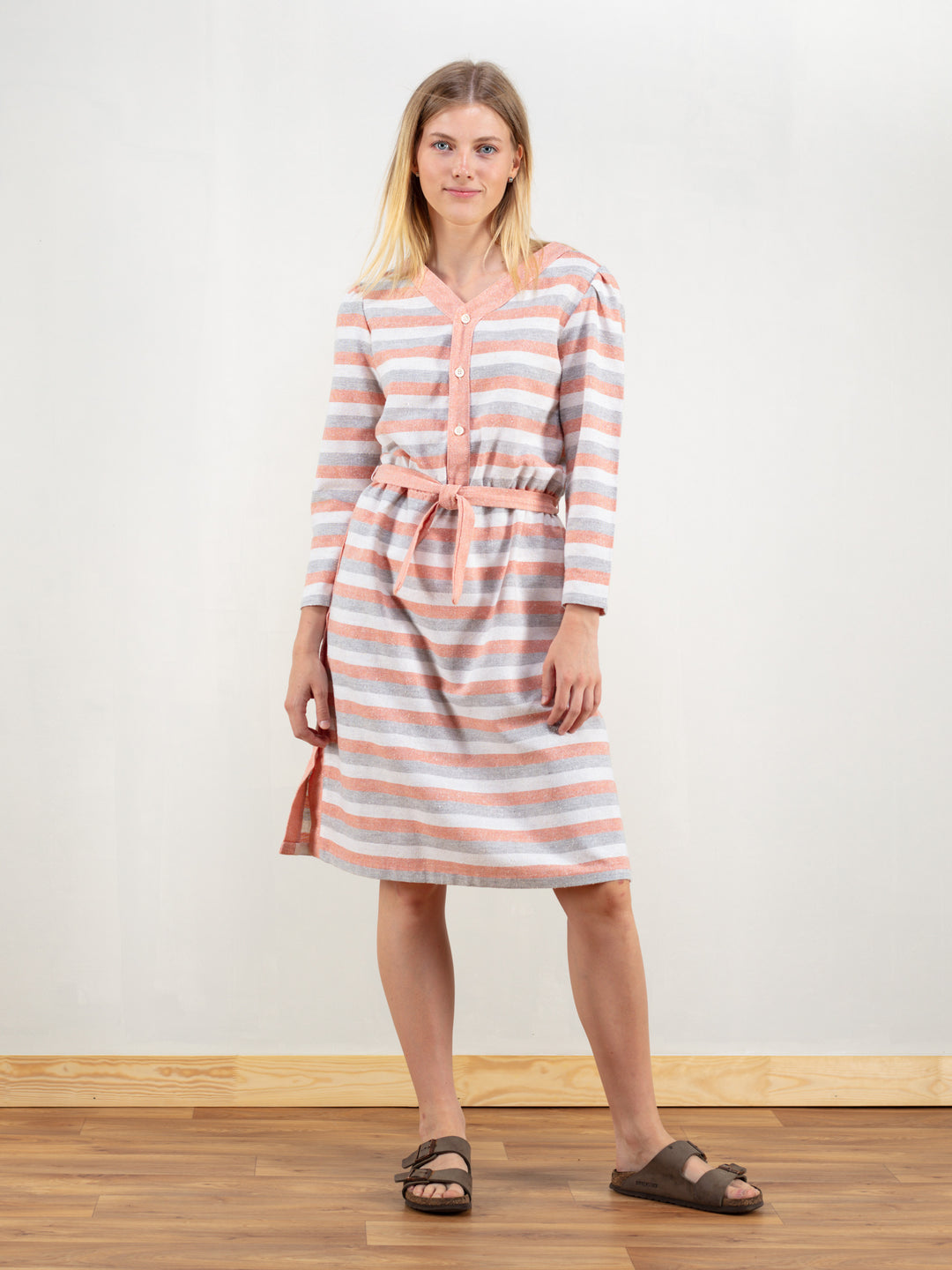 Vintage 70's Women Striped Wool Dress - NorthernGrip