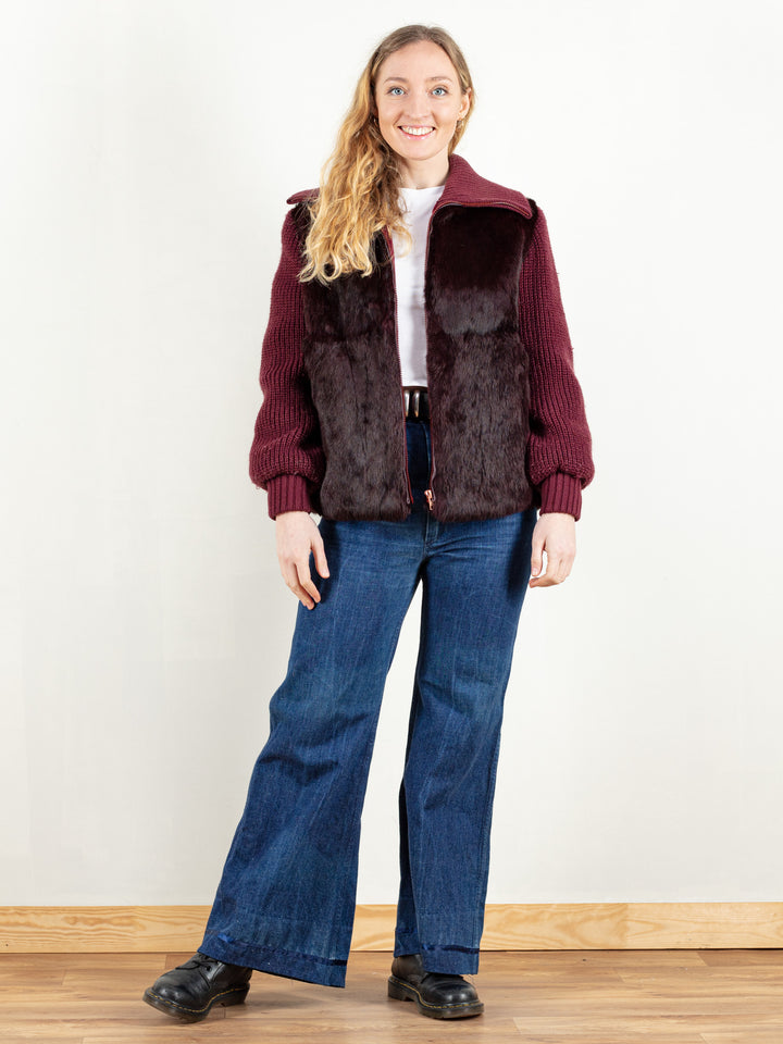 Vintage 70's Women Fur and Knit Cardigan - NorthernGrip