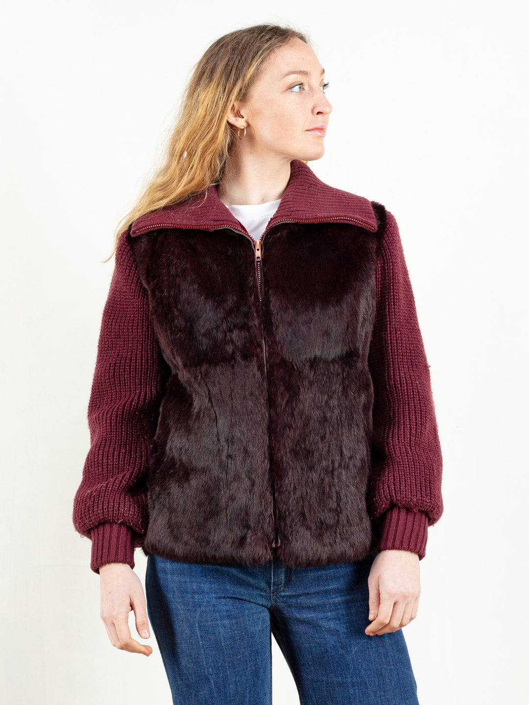 Vintage 70's Women Fur and Knit Cardigan - NorthernGrip