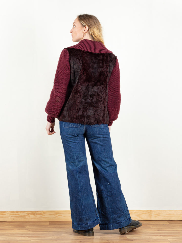 Vintage 70's Women Fur and Knit Cardigan - NorthernGrip