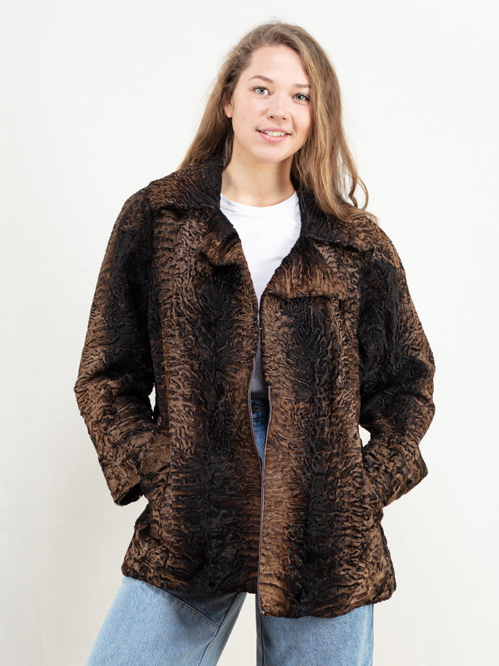 Vintage 70's Women Curly Fur Jacket - NorthernGrip