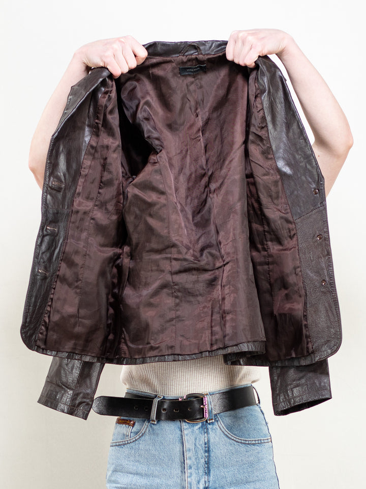 Vintage 90's Women Brown Leather Jacket - NorthernGrip
