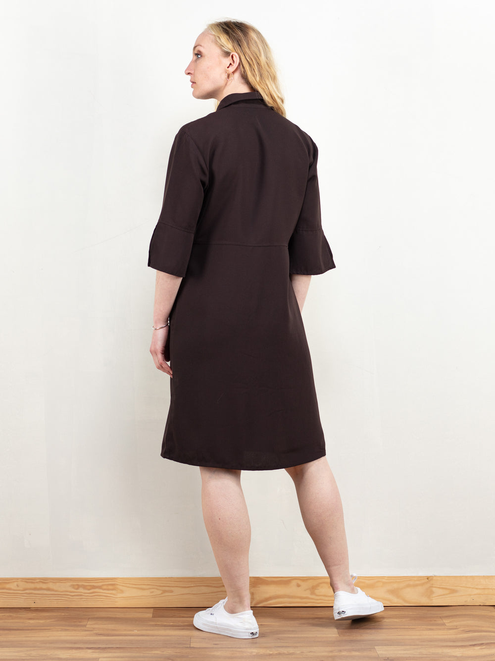 Vintage 90's Women Brown Shirt Dress - NorthernGrip