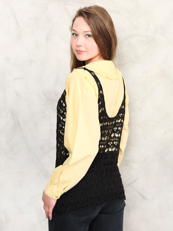 Vintage 80's Crochet Women Waistcoat Top - NorthernGrip