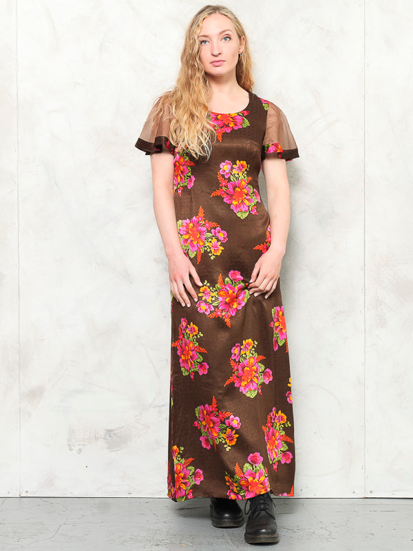 Vintage 70's Women Floral Maxi Dress - NorthernGrip