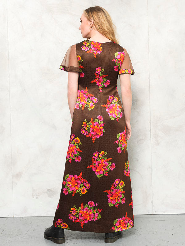 Vintage 70's Women Floral Maxi Dress - NorthernGrip