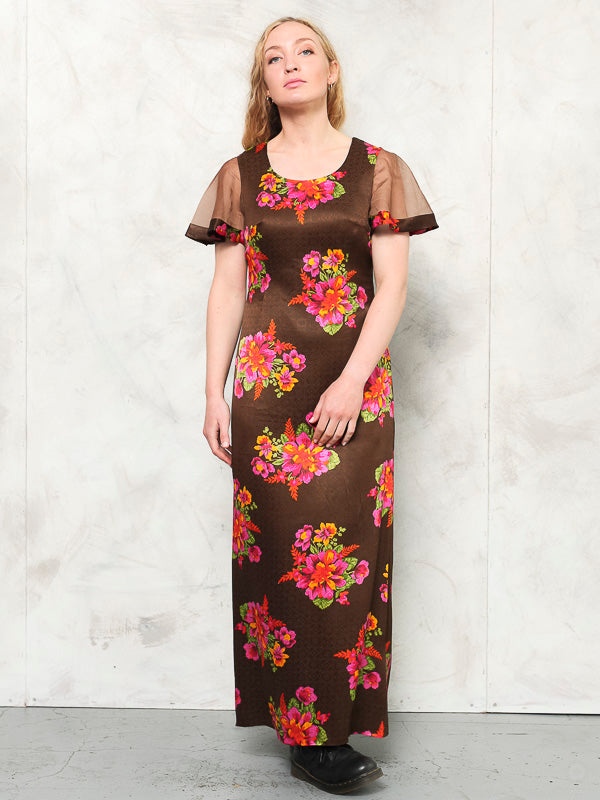 Vintage 70's Women Floral Maxi Dress - NorthernGrip