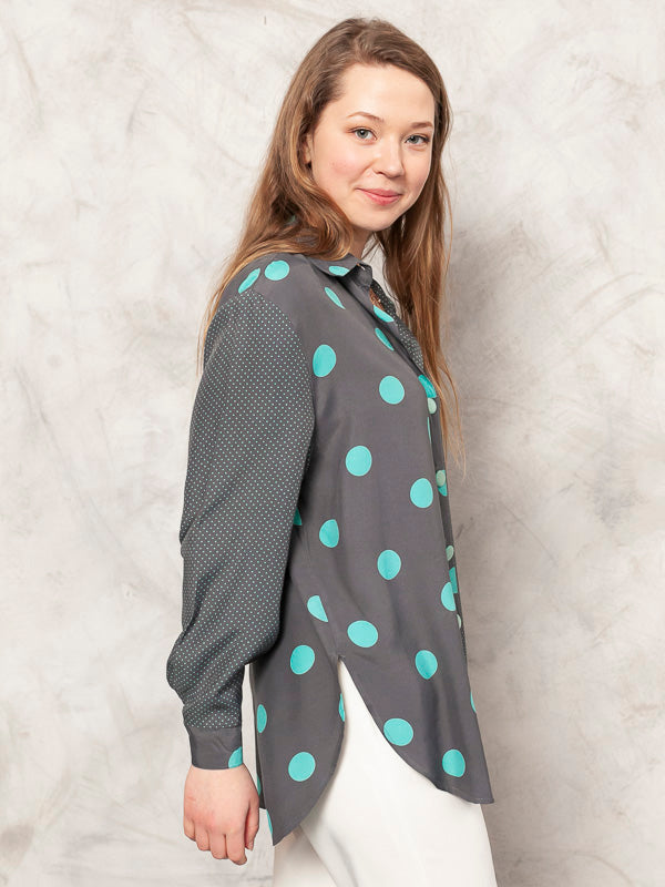 Vintage 80's Polka Dot Women Blouse - NorthernGrip