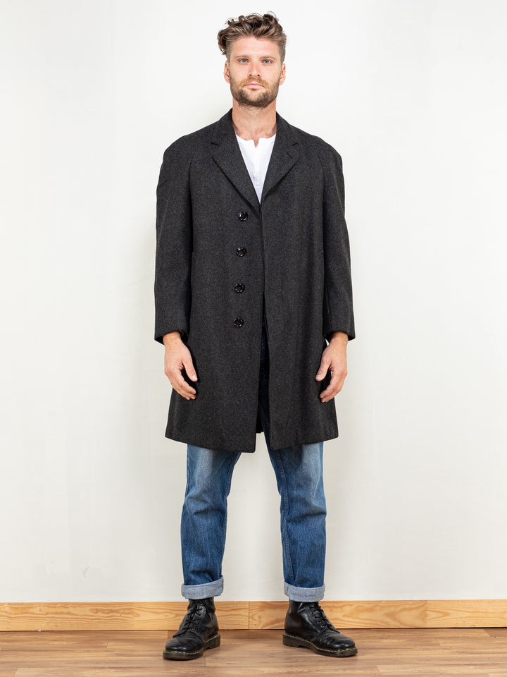 Vintage 70's Men Grey Wool Blend Coat - NorthernGrip