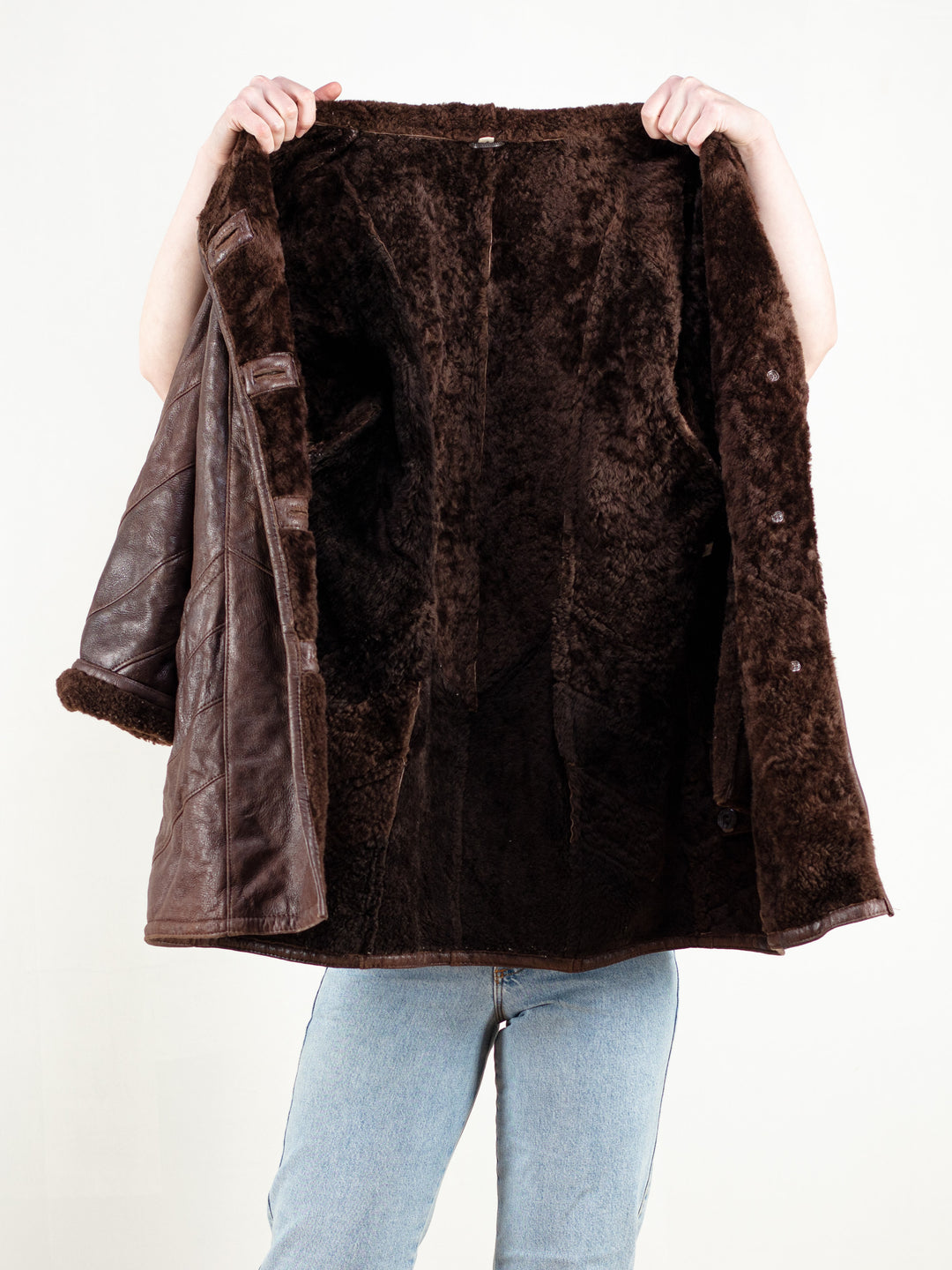 Vintage 70's Women Brown Leather Sheepskin Coat - NorthernGrip