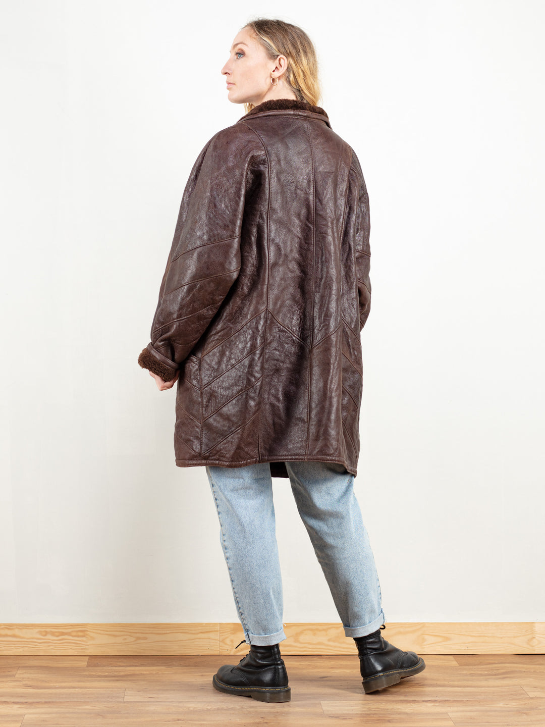 Vintage 70's Women Brown Leather Sheepskin Coat - NorthernGrip