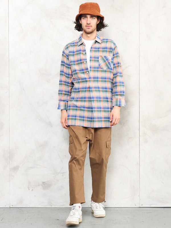 Vintage 90's Plaid Men Smock Shirt - NorthernGrip