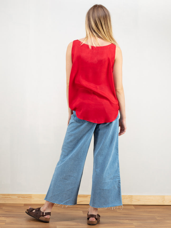 Vintage 90's Red Summer Women Top - NorthernGrip