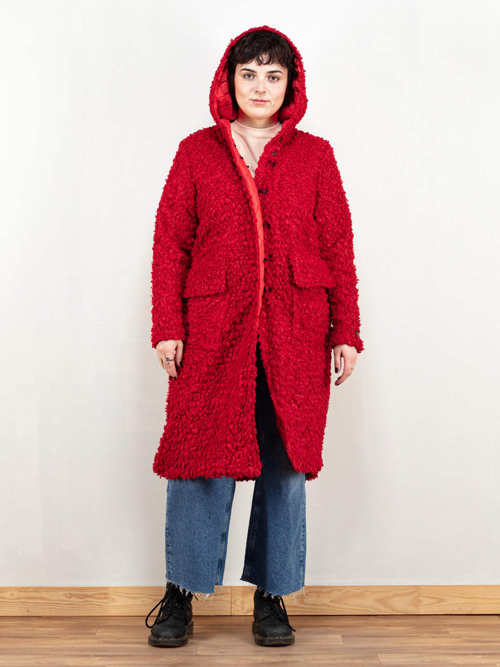 Vintage 70's Women Red Sherpa Hooded Coat - NorthernGrip
