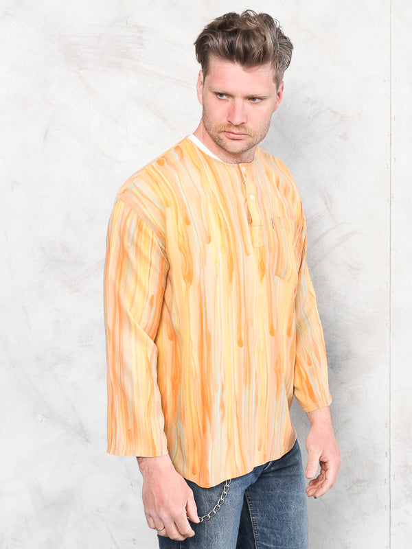 Vintage 90's Men Orange Boho Shirt - NorthernGrip