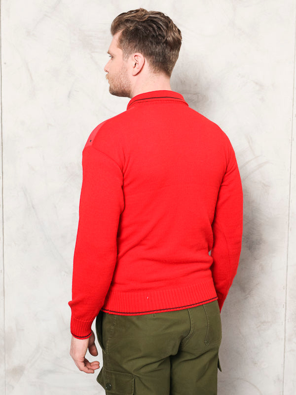 Vintage 80's Red Marine Men Sweater - NorthernGrip
