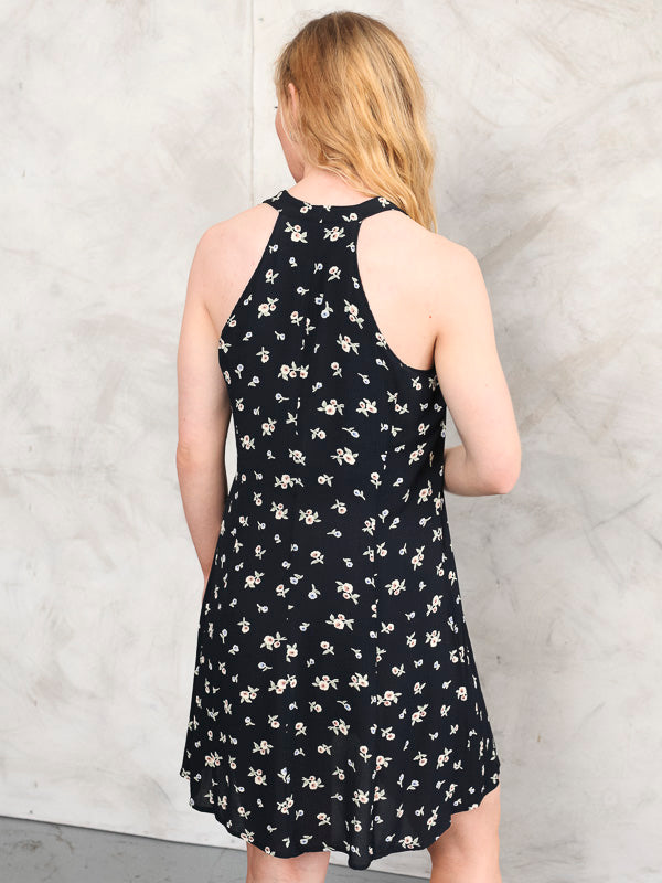 Vintage 90's Women Black Floral Dress - NorthernGrip