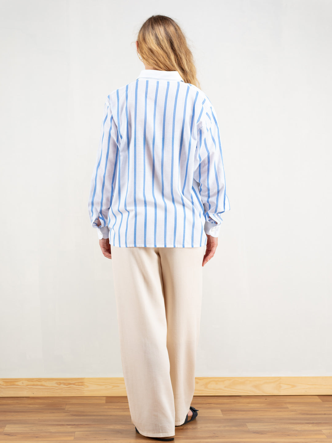 Vintage 80's Striped Women Cotton Shirt - NorthernGrip