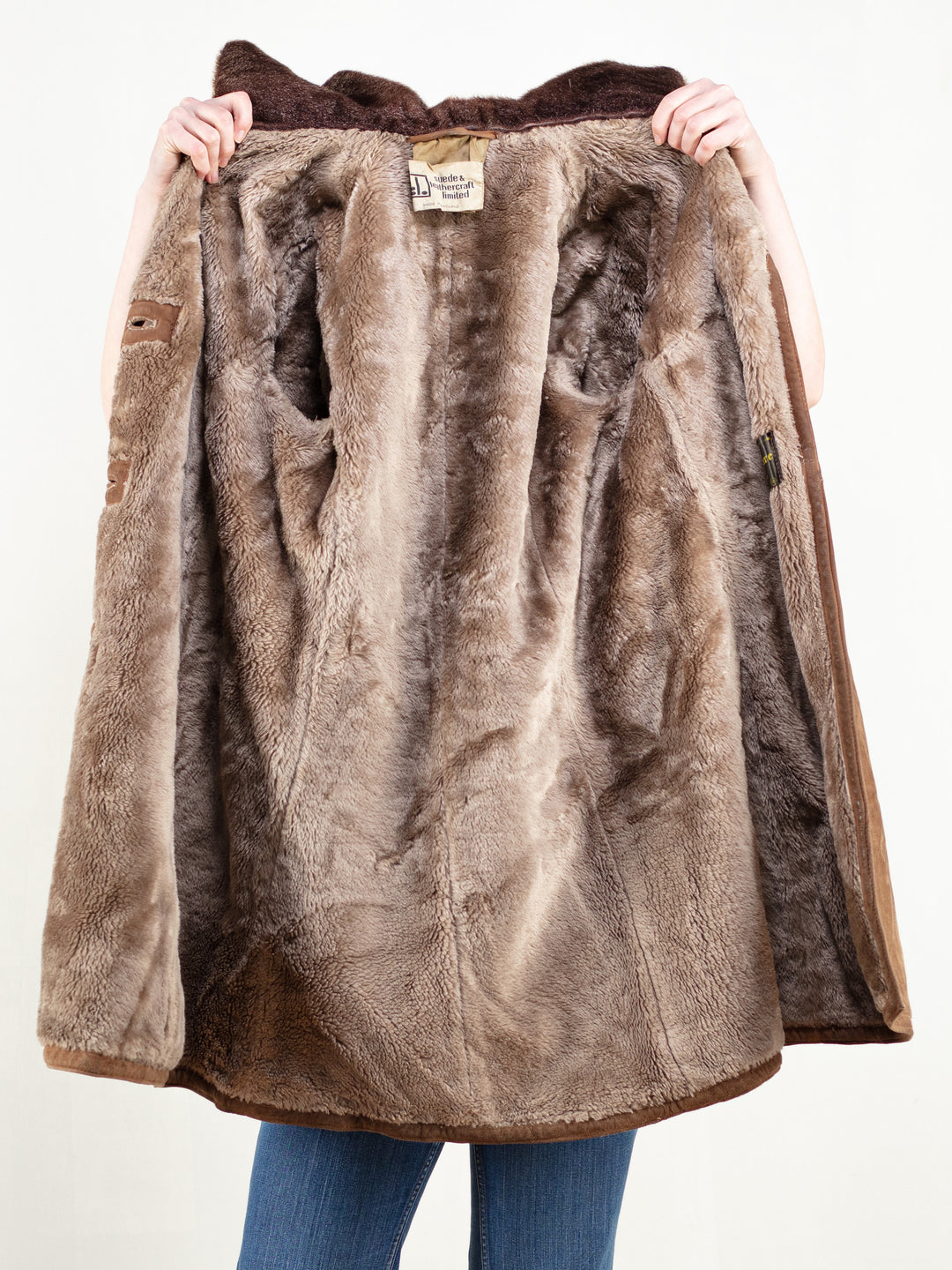 Vintage 70's Suede Sherpa Coat Faux Fur - NorthernGrip