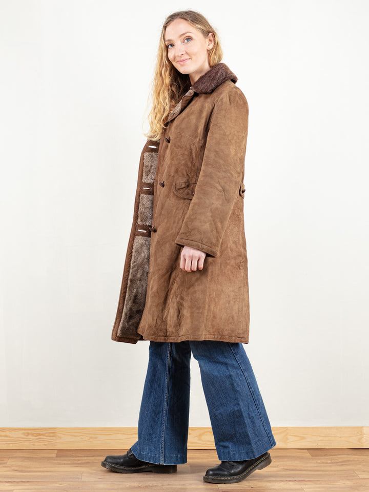 Vintage 70's Suede Sherpa Coat Faux Fur - NorthernGrip