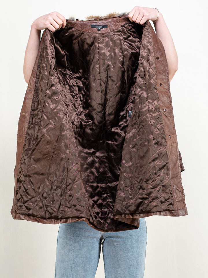 Vintage 80's Women Brown Leather Coat - NorthernGrip