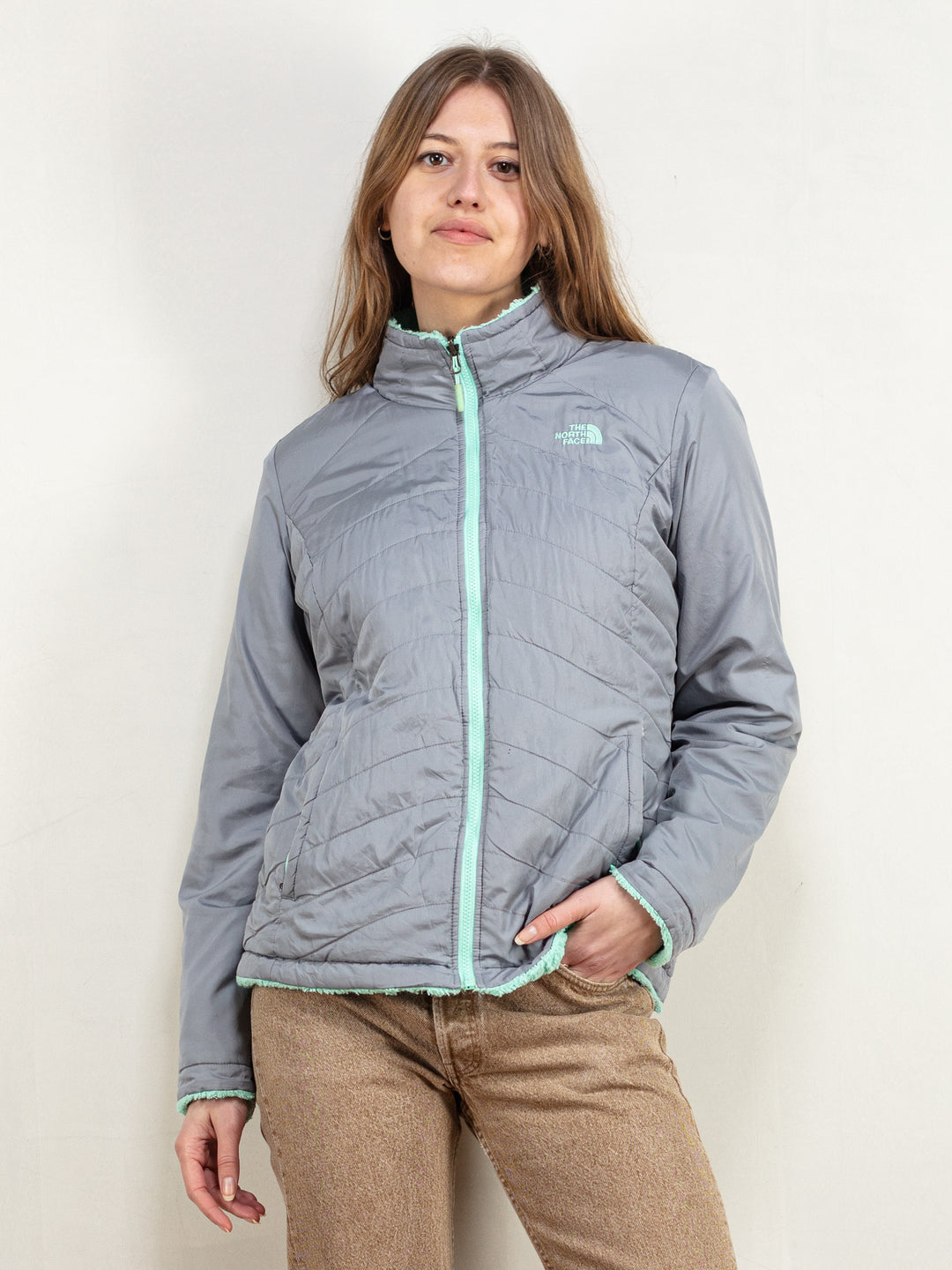 Vintage 00's Women North Face Full Zip Fleece in Green - NorthernGrip