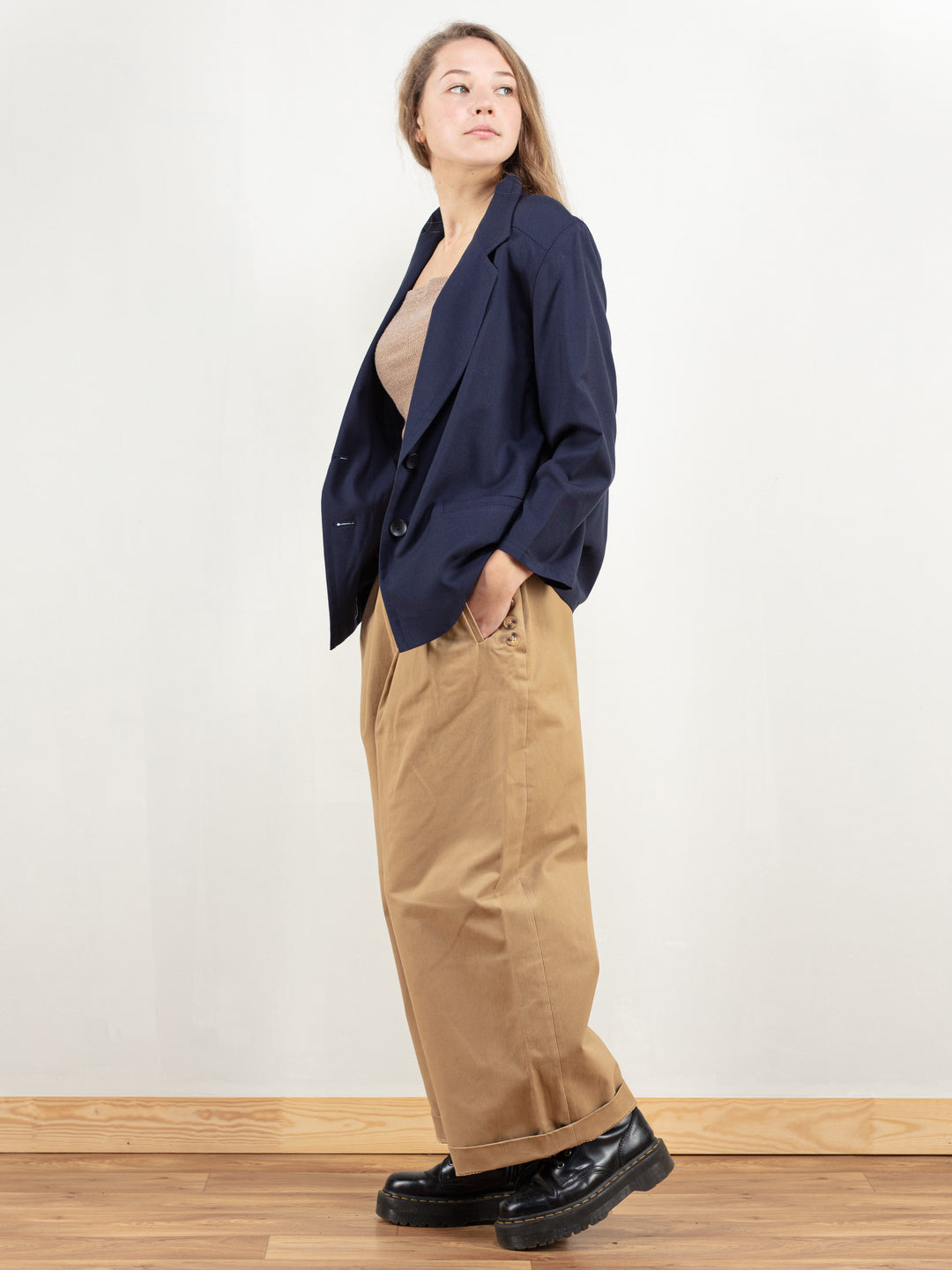 Vintage 90's Women Blue Wool Blazer - NorthernGrip