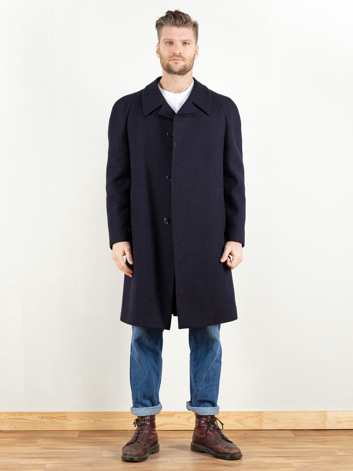 Vintage 80's Navy Blue Wool Coat - NorthernGrip