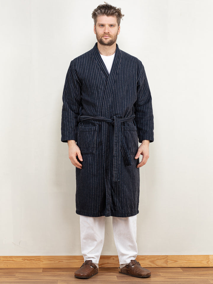 Vintage 90's Men Dressing Gown in Blue - NorthernGrip