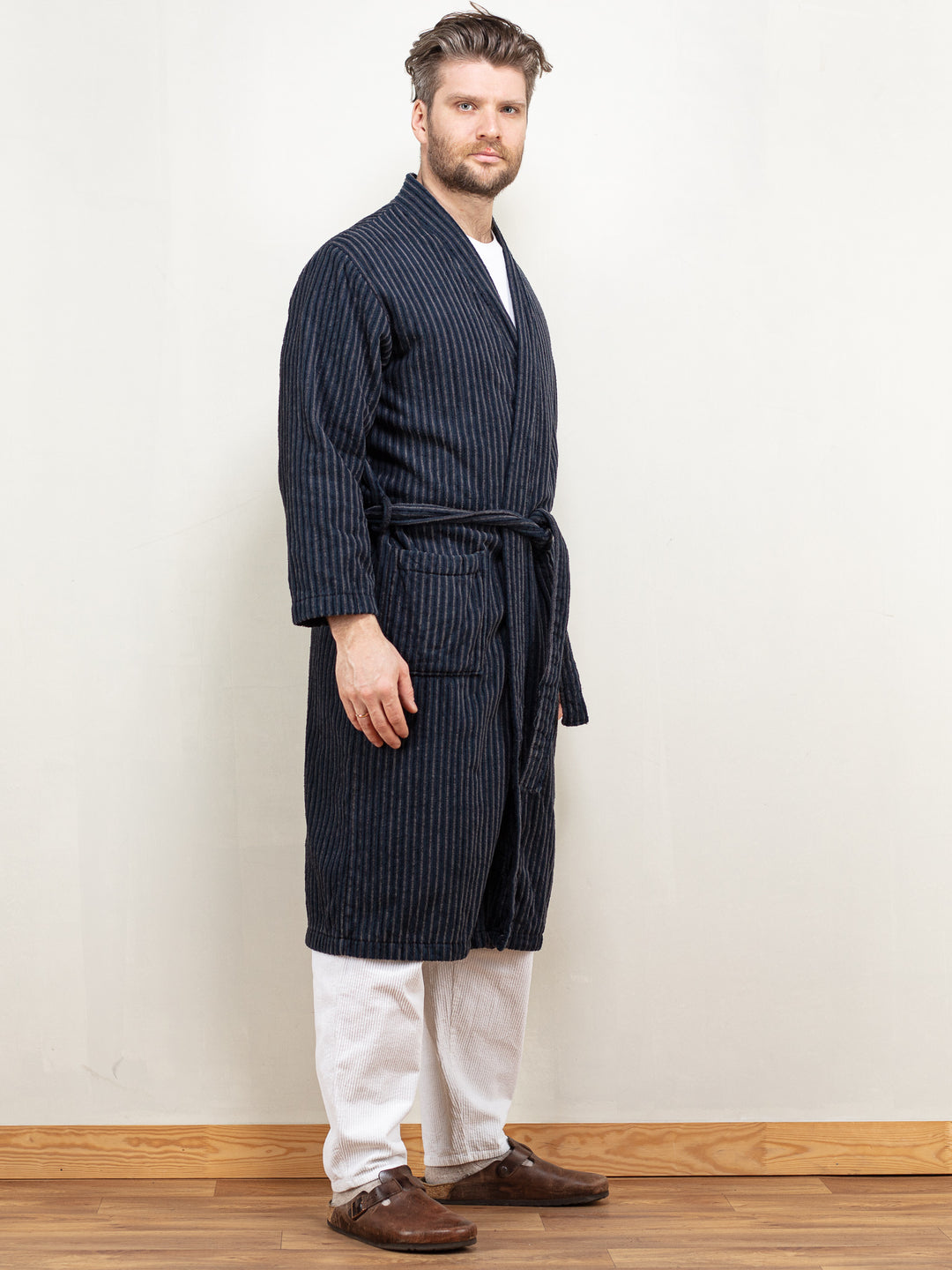 Vintage 90's Men Dressing Gown in Blue - NorthernGrip