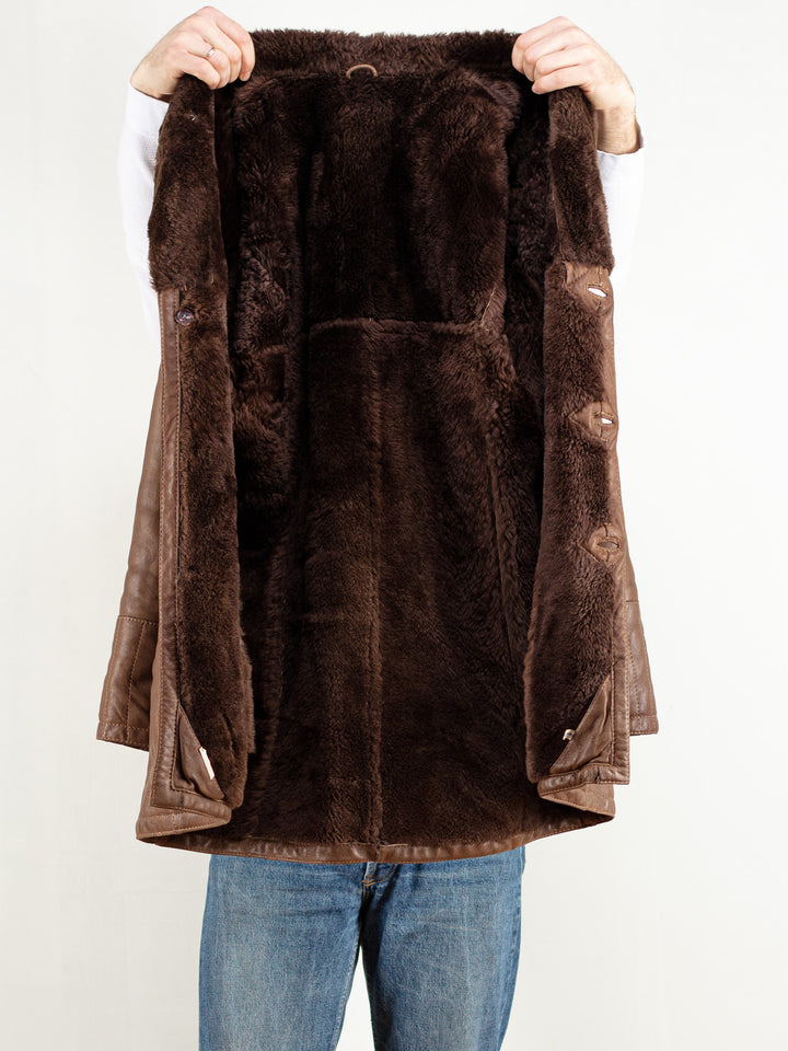 Vintage 70's Men Brown Shearling Coat - NorthernGrip