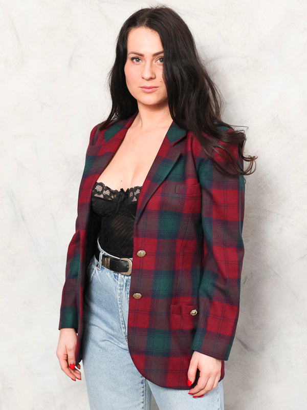 Vintage 80's Women Plaid Blazer - NorthernGrip